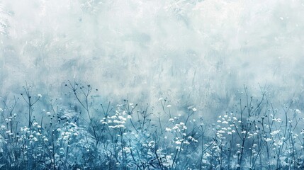 Calming blue and white hues with rice paper texture adding subtle fibers to wallpaper