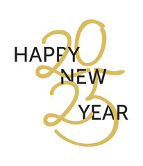 2025, Happy New Year - decoration with drawn year number