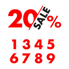 Red Sale badge template in flat style