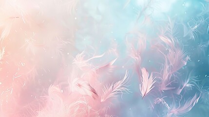 Fototapeta premium Sky blue and pale rose wallpaper with light fibrous texture and airy inclusions