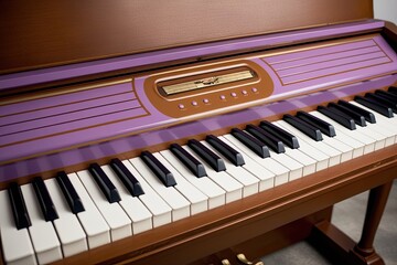 Fototapeta premium Lavender and Tan Vintage Piano Keyboard with Unique Quirky Design