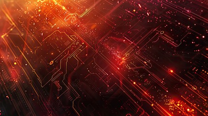 Obraz premium Futuristic metallic textures with fiery hues of red and orange against a dark backdrop
