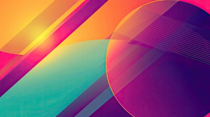 Obraz premium Retro gradient wallpaper with vivid purple orange teal tones and sharp background shapes
