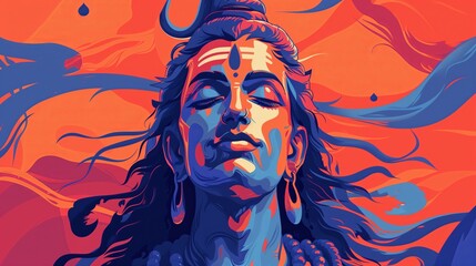 Maha Shivratri. Lord Shiva. Indian God of Hindu. Vector illustration design.