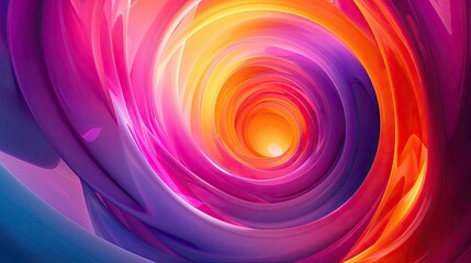 Obraz premium Vibrant retro wallpaper featuring swirling fuchsia cobalt and neon orange tones with a glossy high-contrast background