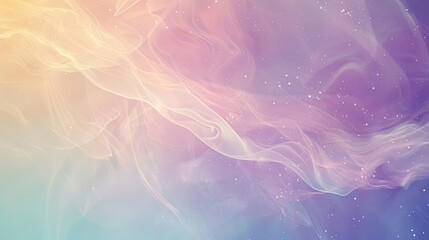 Soothing pastel wallpaper with lilac amber and aqua hues featuring gentle cascading forms and misty glow in the background