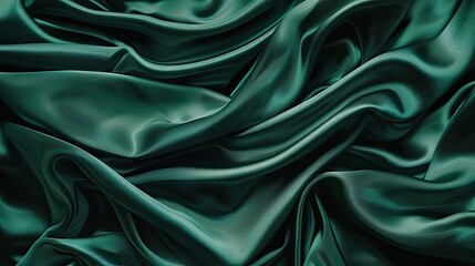 Fototapeta premium Silk fabric wall background in rich emerald green with subtle shimmering texture