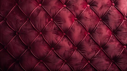 Quilted fabric wall background with diamond pattern in rich burgundy tones