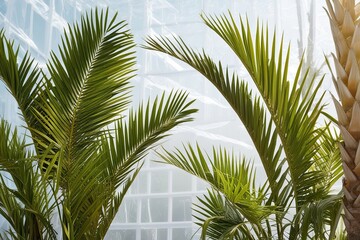 Fototapeta premium Natural Palm Fronds Cluster on Translucent Backgrounds for Outdoor Living Visualization
