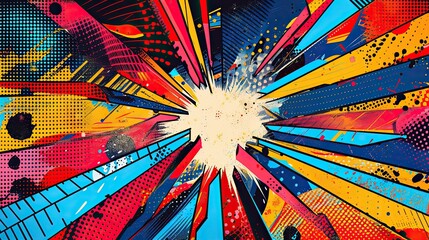 Pop art wallpaper with kaleidoscopic patterns bold colors and comic-style halftones