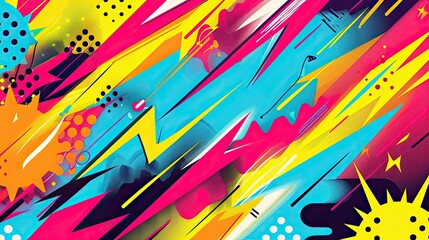 Wallpaper with abstract lightning bolts vibrant colors and comic book shading