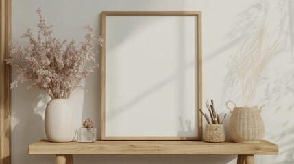 Vintage picture frames on the wall. Empty picture frames.