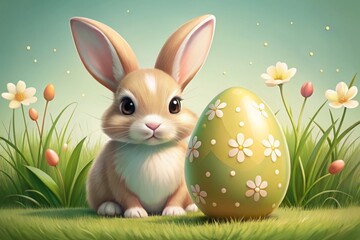 Creative bunny and egg illustration design styles
