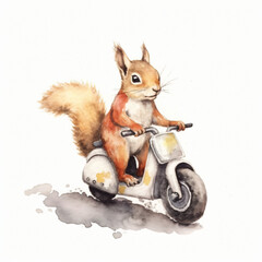Baby Eichh&ouml;rnchen f&auml;hrt Motorrad und Fahrrad