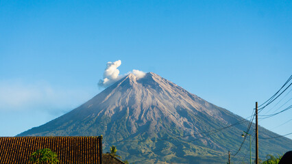 The beautiful view of Mount Semeru an active volcano located in East Java, Indonesia