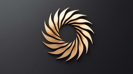 Obraz premium Elegant metallic abstract spiral logo on dark background, perfect for branding and modern design projects.
