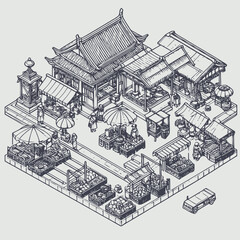 line art traditional market