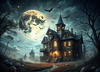 dark nocturnal soundscape with haunting howls and creaks and groans of old buildings for a chilling and suspenseful halloween mood with a hint of creepy atmospheric tension