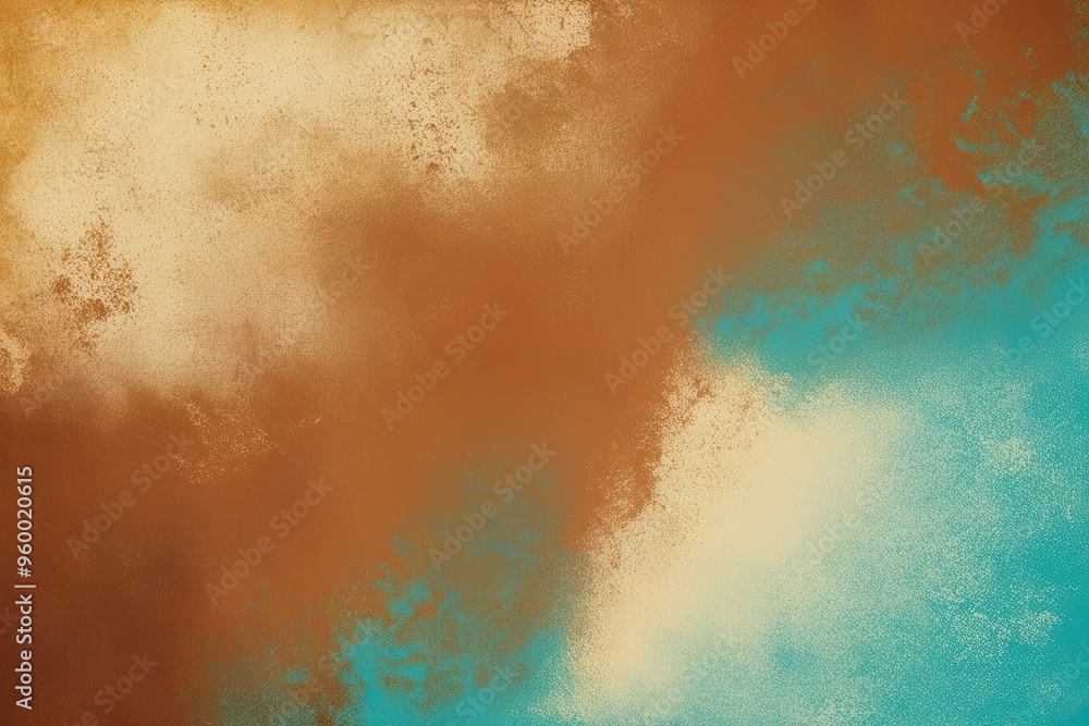 Poster rust and turquoise gradient background with vintage texture and soft lighting