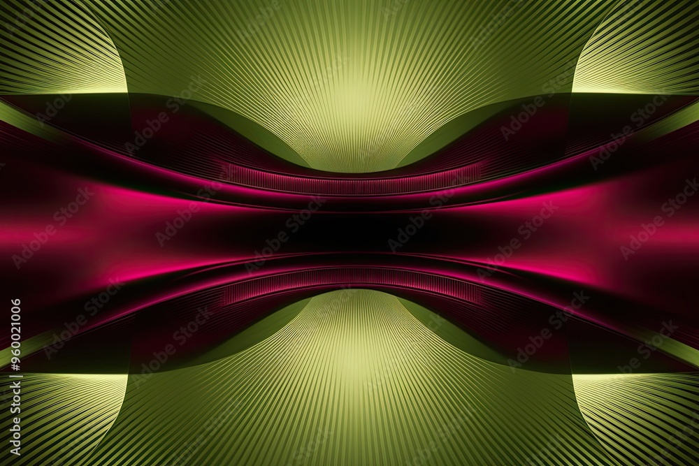 Poster bold abstract background in smoky chartreuse and ruby with optical texture and stunning light effect