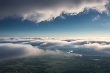 Fototapeta premium Photorealistic Cloud Panorama Capturing Misty Clouds and Stunning Vistas in Airy Landscapes