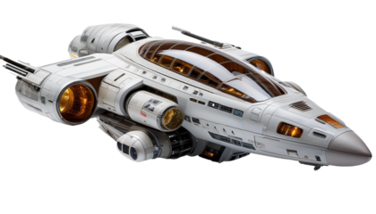Sleek Sci-Fi Spaceship with Futuristic Design and transparent background