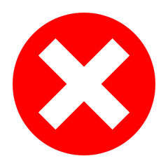 white cross on red circle background. prohibition sign in transparent background