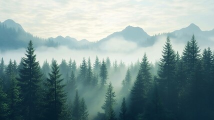 Obraz premium Fog in forest, Generative AI 