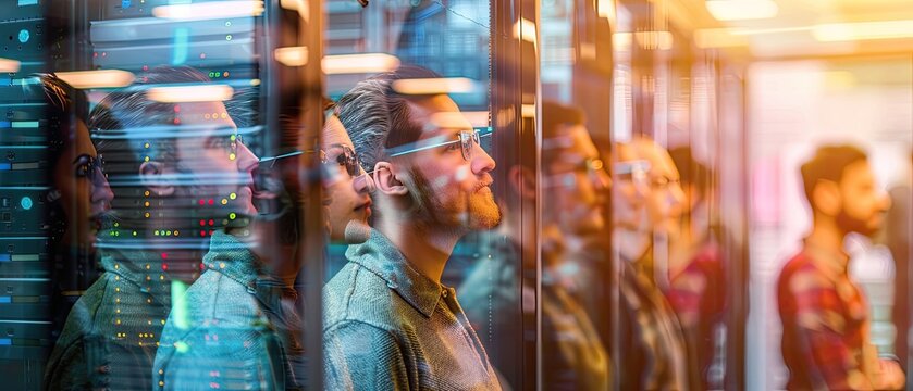 Reflection of Focused Professionals in a Tech Hub