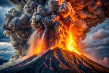 A close-up of a pyroclastic surge's leading edge, with glowing hot ash and rock particles illuminated by the intense heat, conveying a sense of raw power and energy.