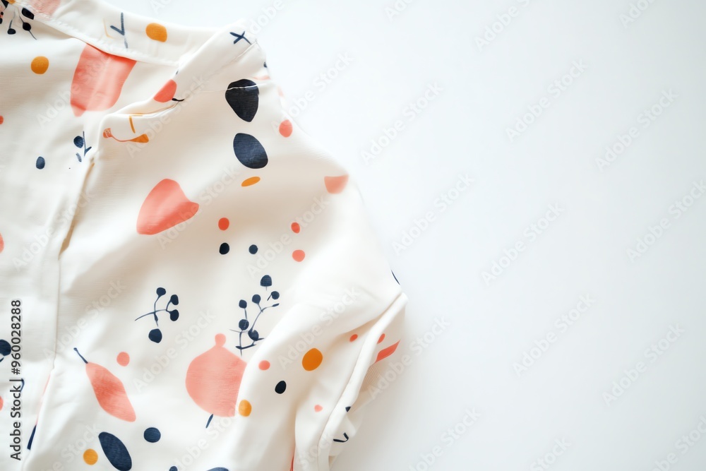 Poster white fabric with abstract print and a folded edge