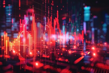 Fototapeta premium Abstract Red and Blue Light Cityscape
