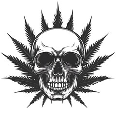 Obraz premium cannabis marijuana weed leaf skull
