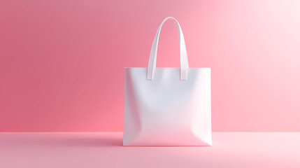 Minimalist shopping bag on pink background