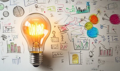 Explore unique business ideas and actionable strategies, illustrated with light bulbs and growth charts, to inspire your entrepreneurial journey and achieve lasting success in your endeavors