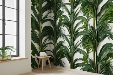Fototapeta premium Tropical Palm Leaf Clusters for Minimalist Space Design in Small Areas