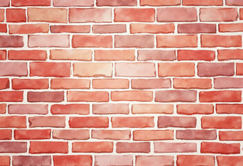 Watercolor red brick wall background with space for text