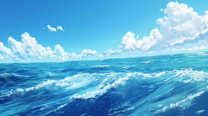 Fototapeta premium Ocean water, waves, sea, sky, cloud