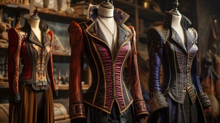 Elegant Medieval Costumes on Display in Vintage Boutique