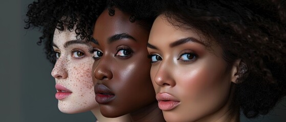 Fototapeta premium Three Diverse Women with Close-Up Portraits