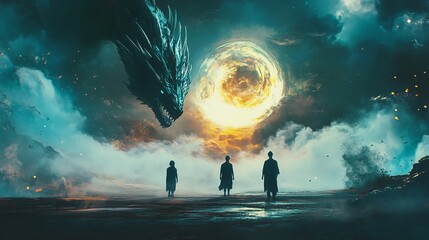 Magical portal in fantasy landscape - generative ai