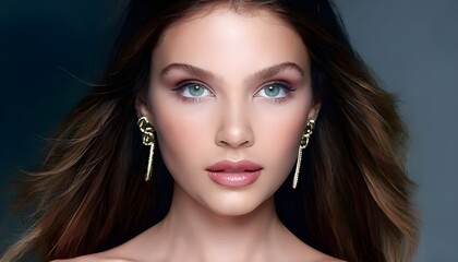 A beautiful female model, portrait of a woman with hair