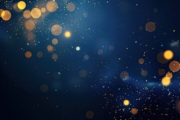 Abstract Festive Blurred Lights on a Dark Blue Background