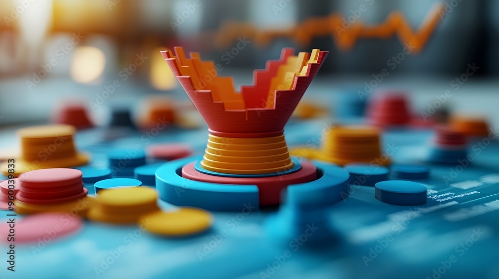 Poster abstract 3d chart business growth data visualization