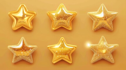 Golden Star Shaped Christmas Ornaments