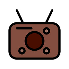 Radio, Audio, Music and Sound Flat Line Icon Set