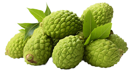 Fototapeta premium a group of green fruit with leaves. 