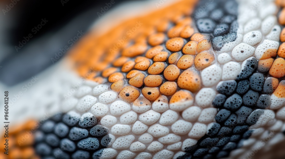 Poster a vivid and detailed macro photograph showcasing the intricate pattern and texture of a snake's scal