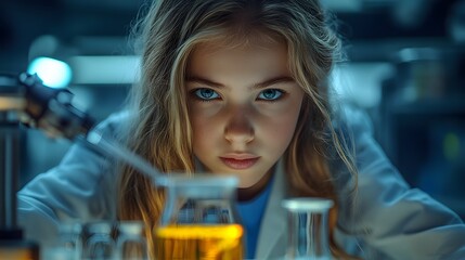 Cropped shot of a Girl scientist fun science experiments for kids, science lab.