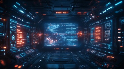 Obraz premium Futuristic Digital Control Room